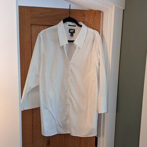 Lands' End Women's 3/4 Sleeve Broadcloth Shirt White 26W
